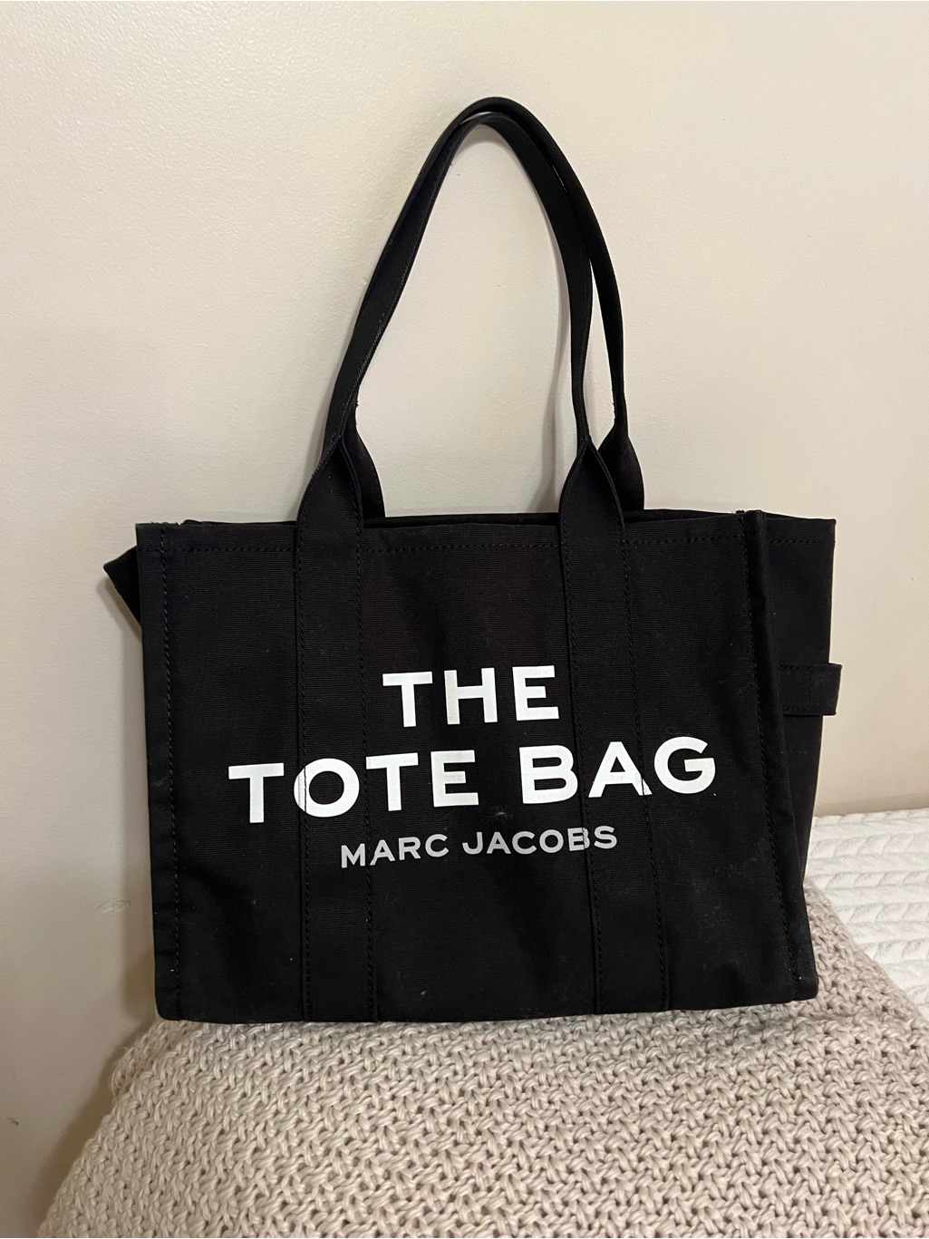 Marc Jacobs Black Canvas 'The Tote Bag' With White Logo